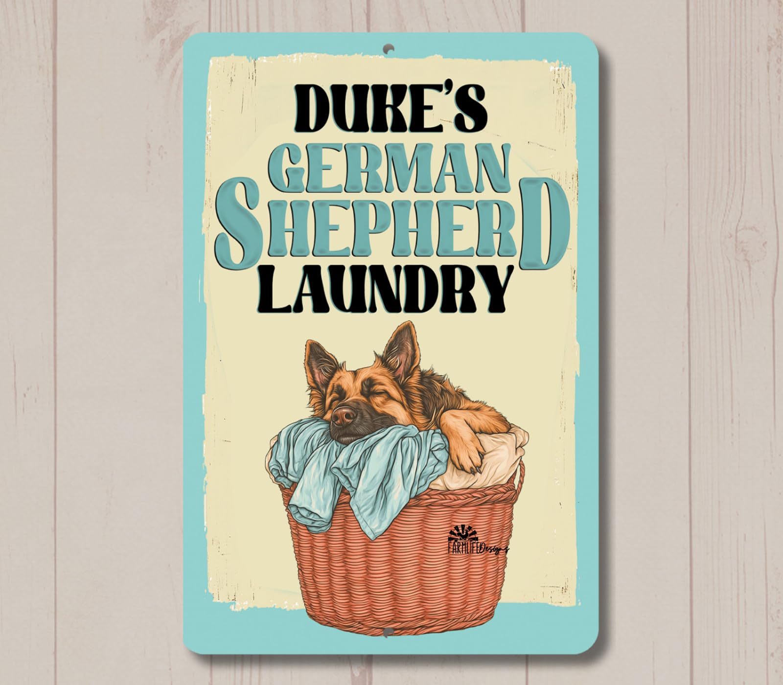 German Shepherd Custom Laundry Room Sign personalized dog metal tin GSD mom gift home decor