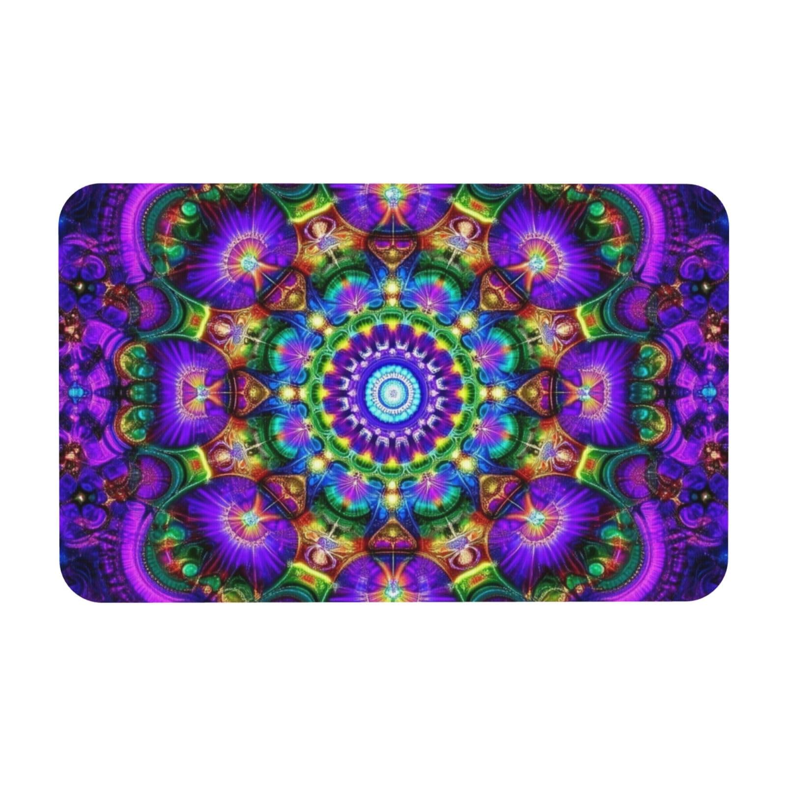 Tapis de bain antidérapant mandala bohème 50x80 cm pour l'intérieur et l'extérieur de la maison