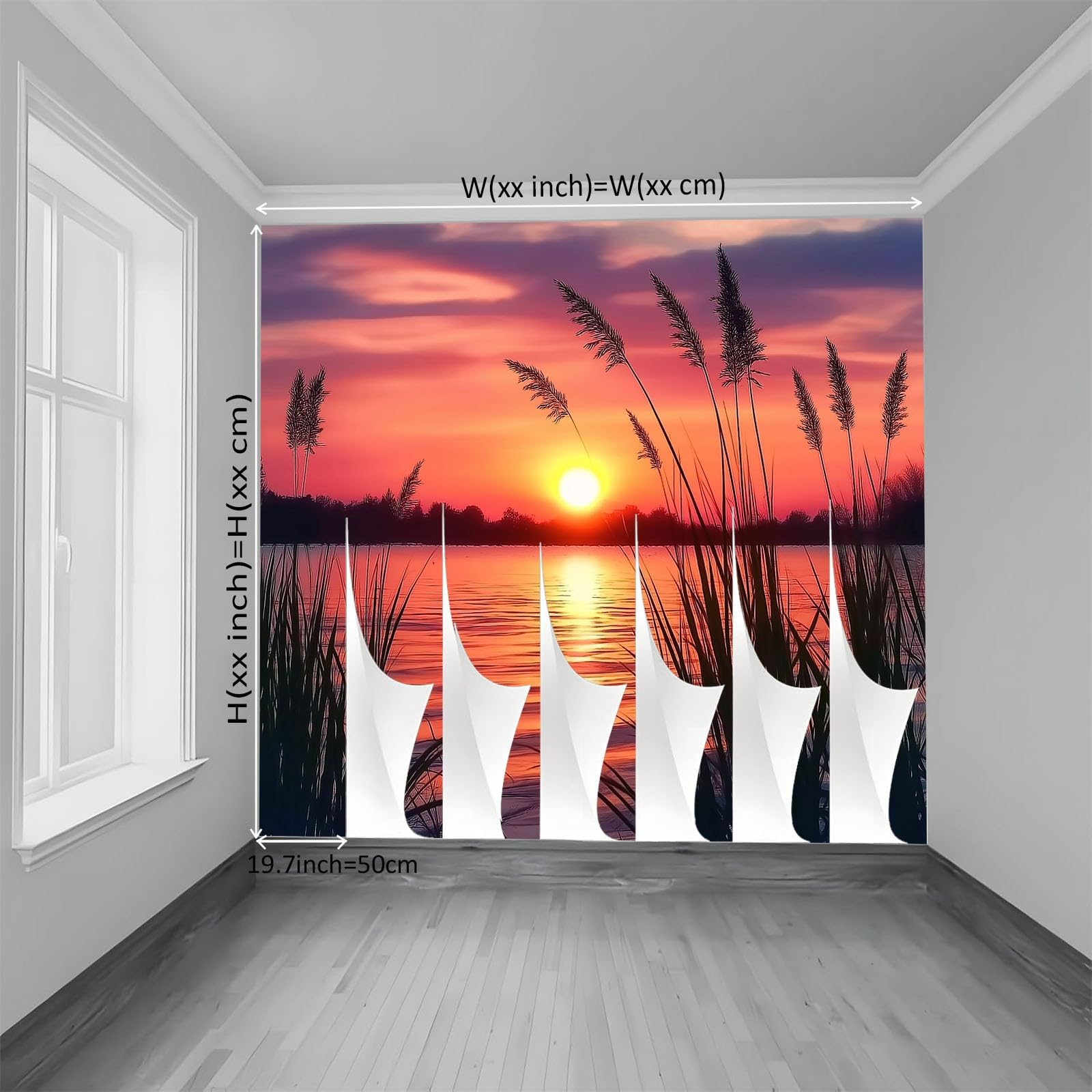 Générique Panoramiczna tapeta 3D 250 x 175 cm natura zachód słońca morze tapeta z włókniny, plakat ścienny do salonu, dekoracji pokoju dziecięcego, ścienny łatwy w montażu, kolor pomarańczowy