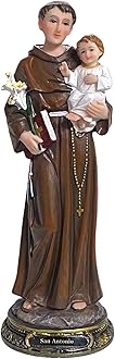 GCK 12'' Inch San Antonio de Padua Imagen Estatua St Anthony Statue Catholic Religious Gift, Brown, 25048-12