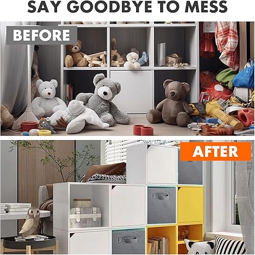 Miniatura 110 de ShellKingdom Contenedores de almacenamiento, cubos de almacenamiento plegables de tela y cajón organizador de almacenamiento de tela para armario