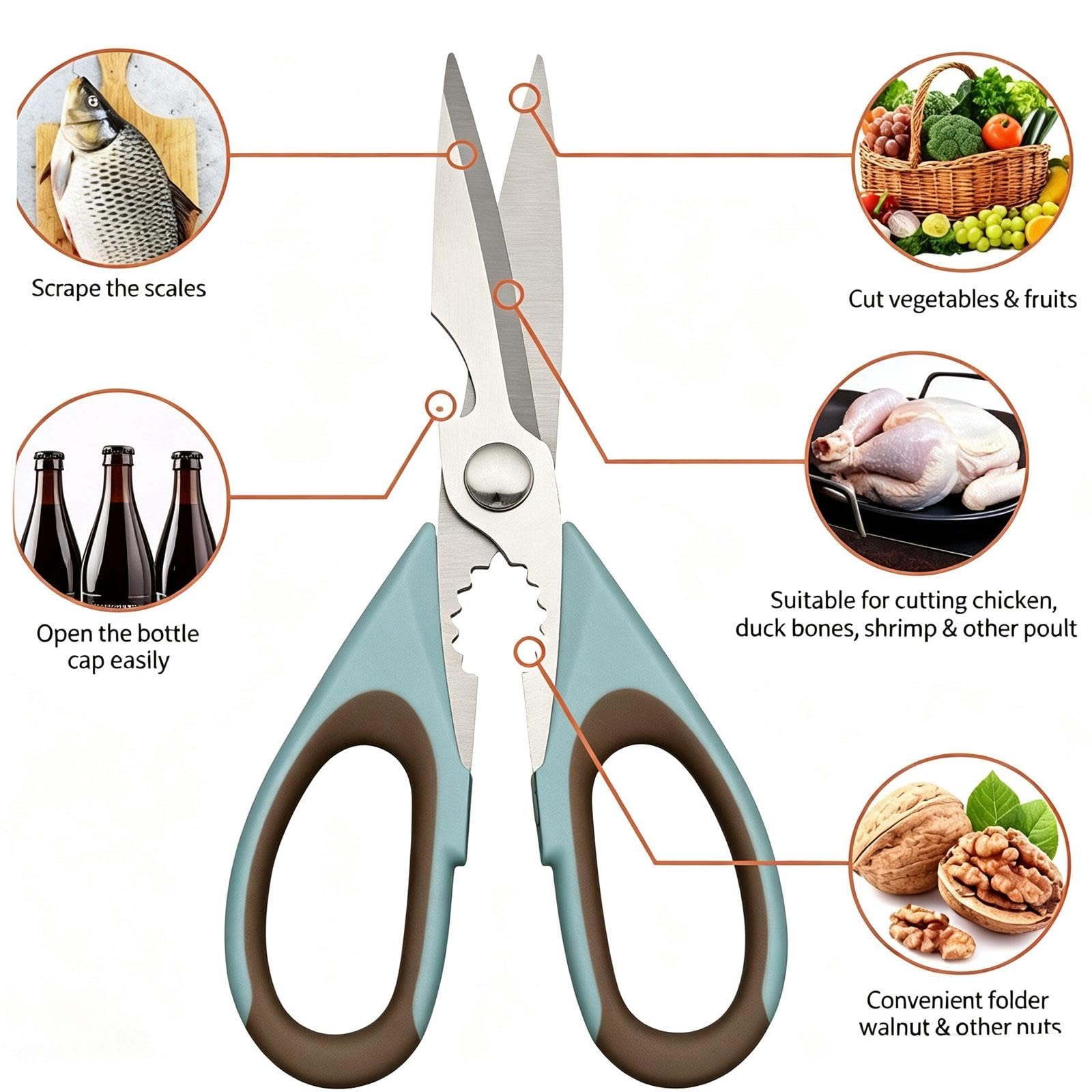 Tijeras de cocina multiusos de acero inoxidable