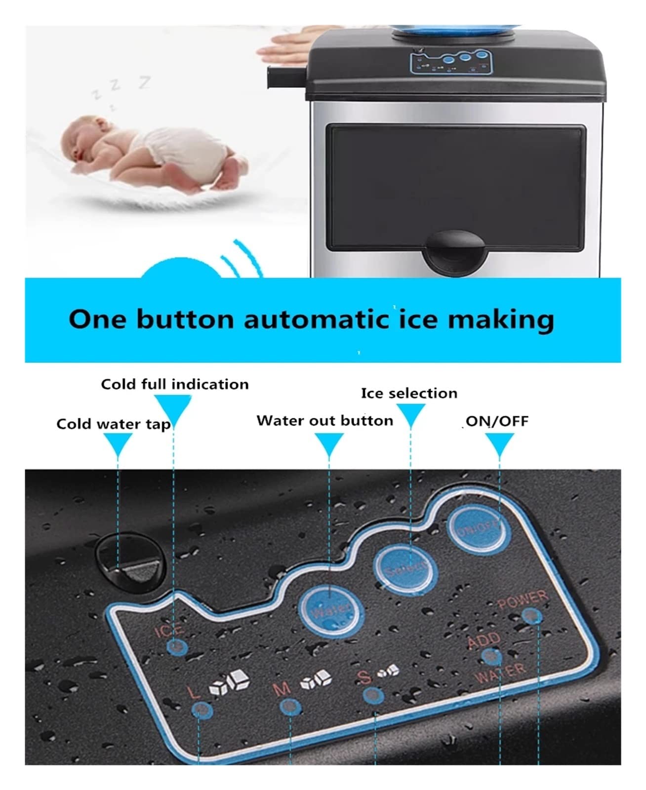 Ice Cube Making Machine Electric Bullet Maker Desktop Barreled Water Inflow With High Efficiency on Fridge.com - View 3