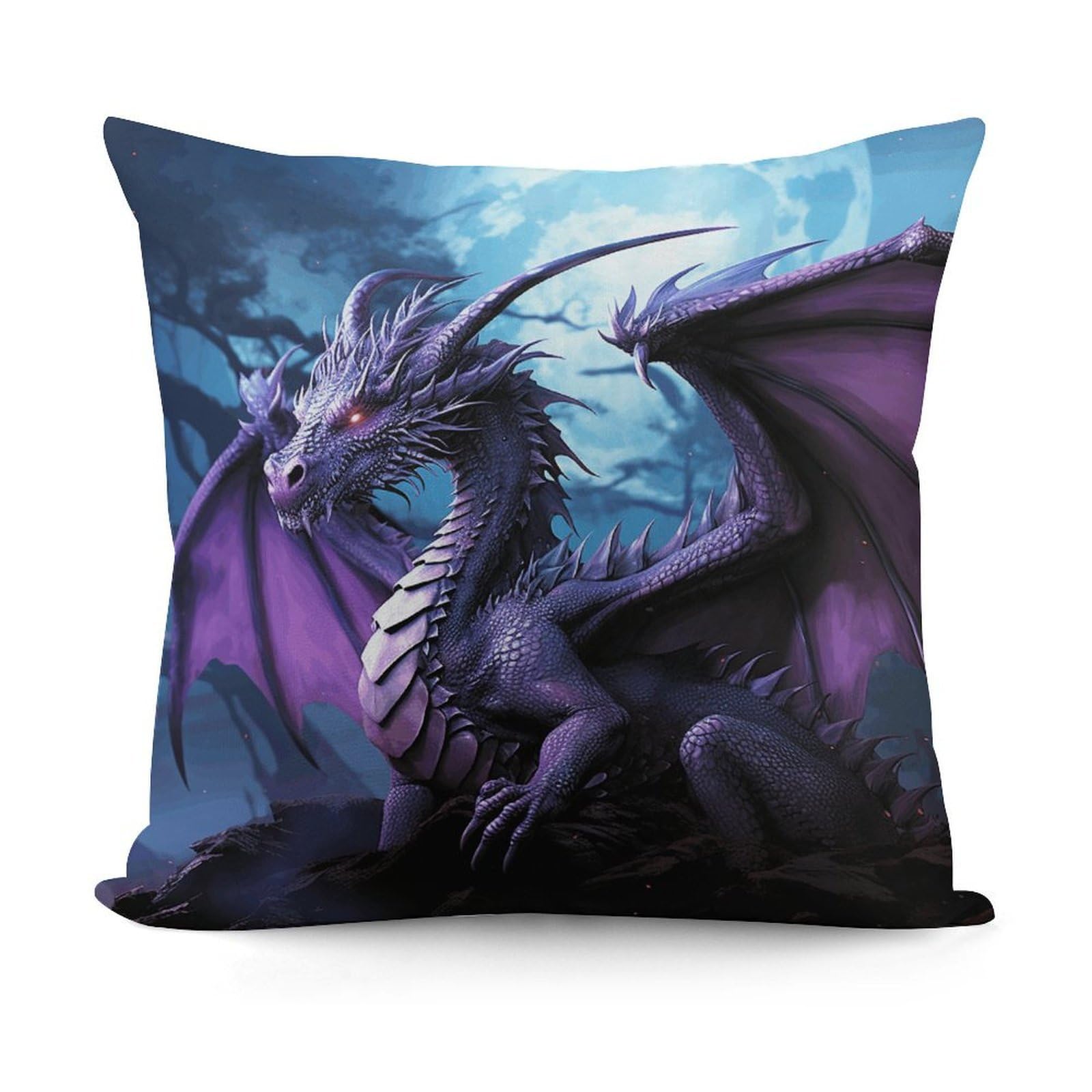 VstaDank Decorative Purple Dragon Purple Moon Throw Pillow Covers Luxury Soft Pillowcases Fluffy Plush Accent Pillow Cases Personalized Square Lumbar Pillows Shells for All Seasons 18" X 18"