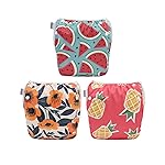 ALVABABY Swim Diapers 3pcs Baby & Toddler Snap One Size Reusable Adjustable Baby Boys\' Swim Diapers for Swimming Lessons 3SWY66A
