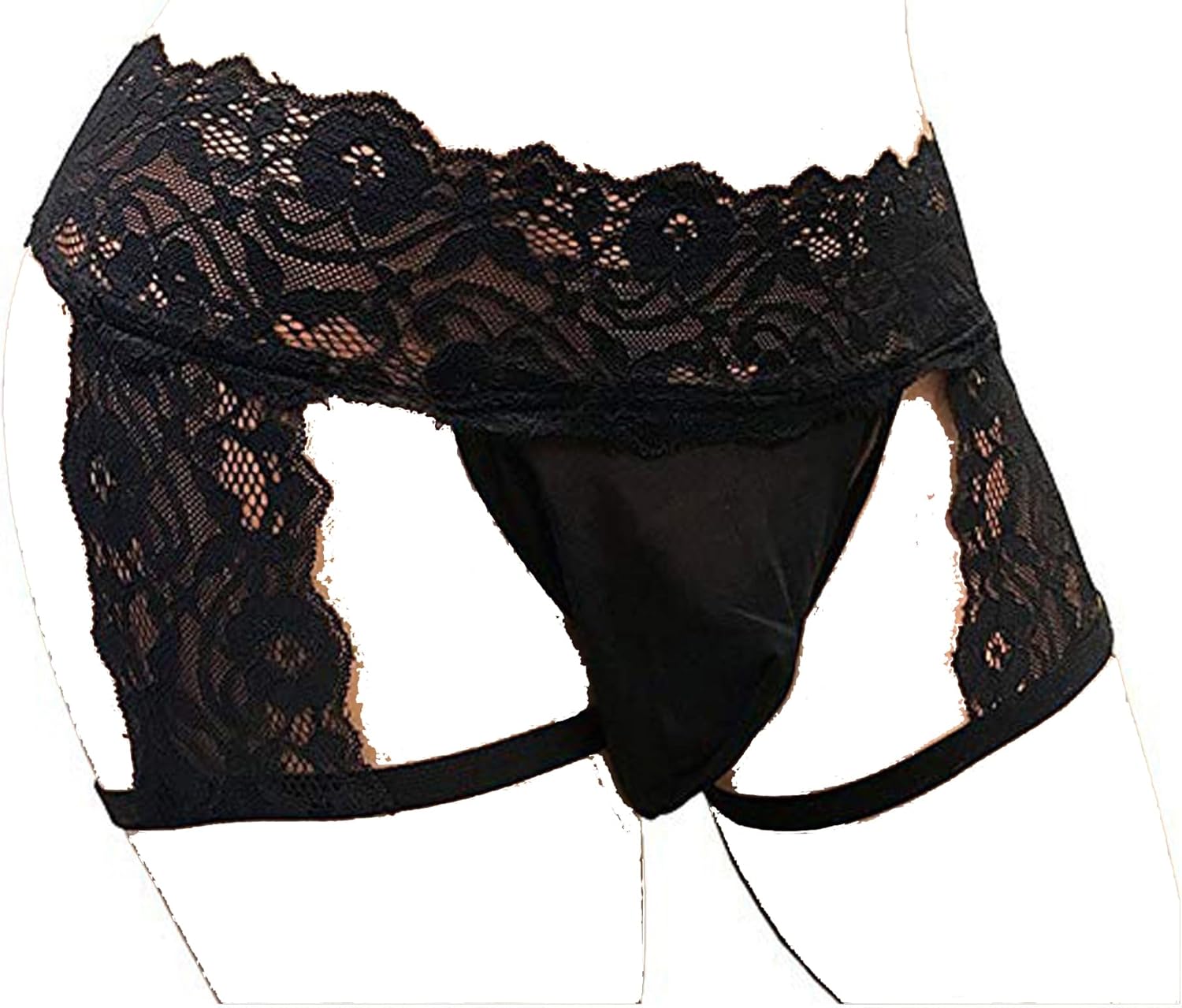 SINMIUANIME Men's lace Anime Panties Three Point Underwear Sheer Mesh Bikini Briefs T-back G-string Panty Sexy