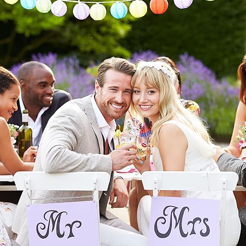 Miniatura 6 de 2 vasos de chupito de Mr and Mrs de 2 onzas, copas de vino doradas para bodas, fiestas, compromisos, aniversarios, despedidas de soltera, copa de