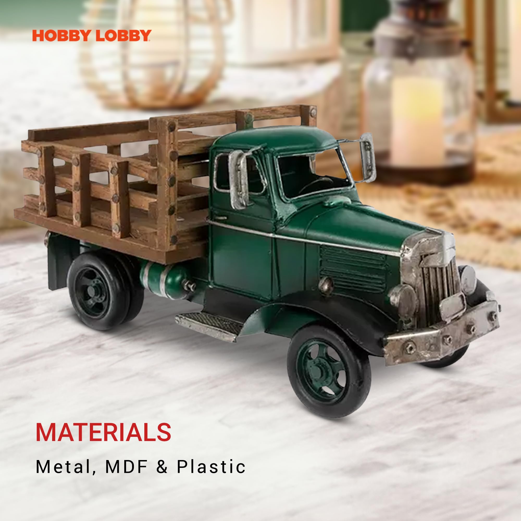 Buy Green Truck with Wooden Flat Bed Decor Online at Low Prices in
