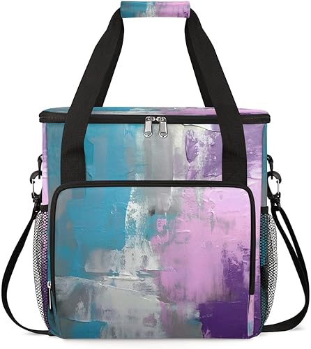 Bolsa de viaje para cafetera, color morado turquesa, moderna, compatible con Keurig K-Mini o K-Mini Plus, portátil, de una sola porción, con