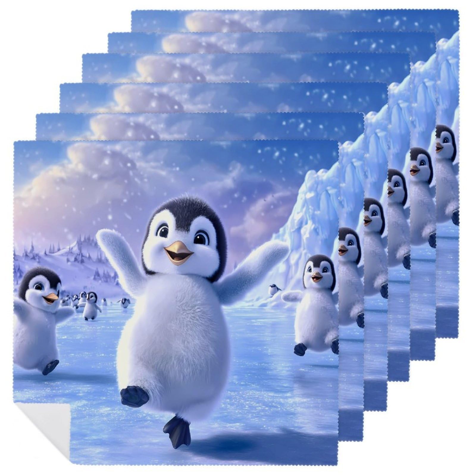 Servilletas de tela reutilizables y suaves con pingüinos para un comedor cómodo