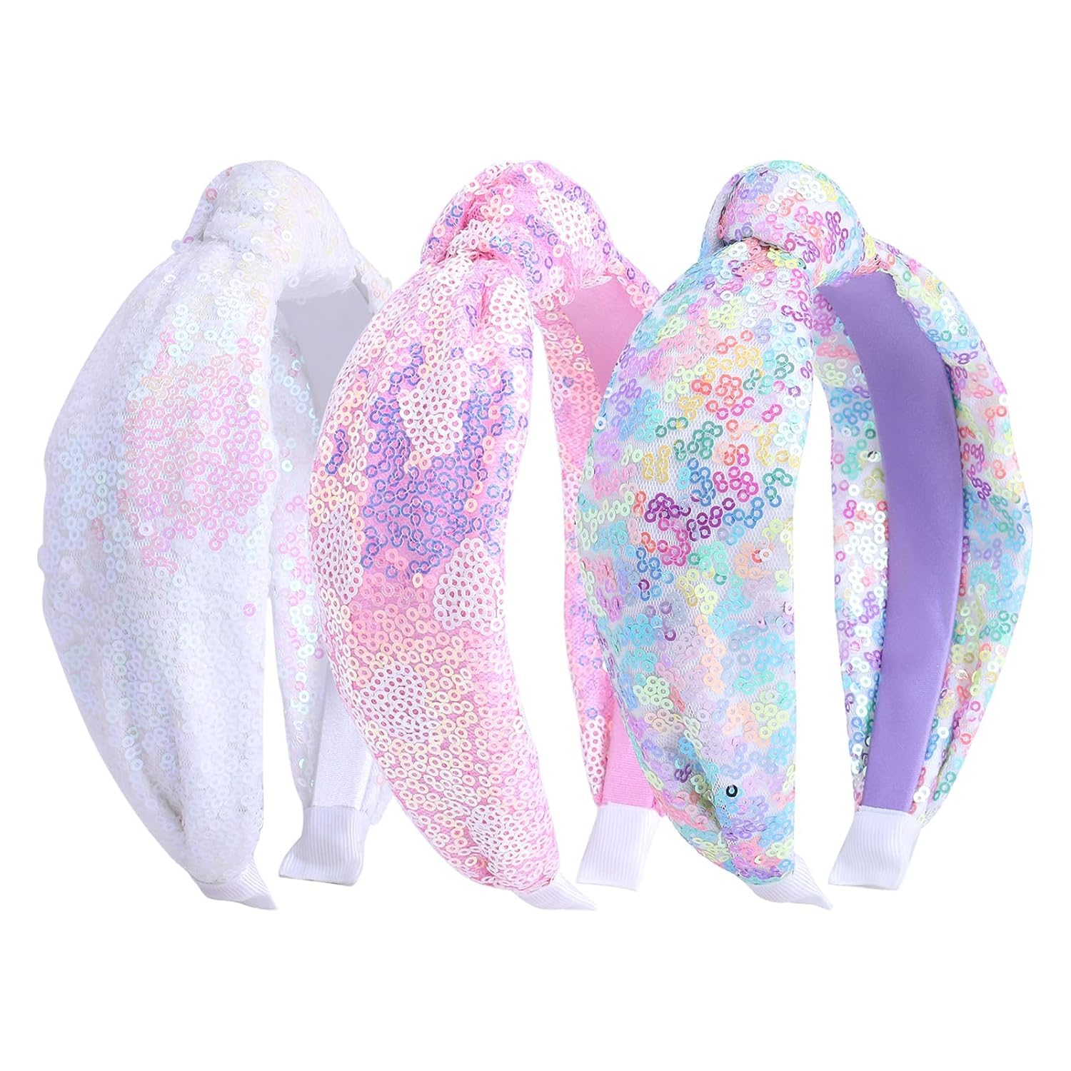 Sequin Headbands, Knotted Headbands, Sparkly Glitter Hair Bands - Cute Hair Accessories for Young Ones, Multicolor