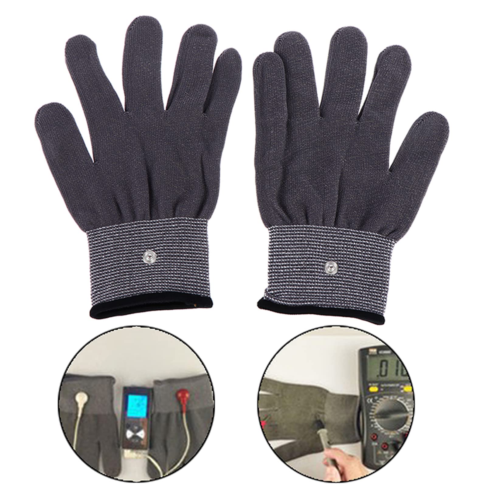 Guantes de electrodos, 1 par de Guantes de Terapia de Masaje con electrodos Conductores para máquina TENS, Cables Conductores de electroterapia para masajeador de Manos, para Artritis, Dedo en gatil