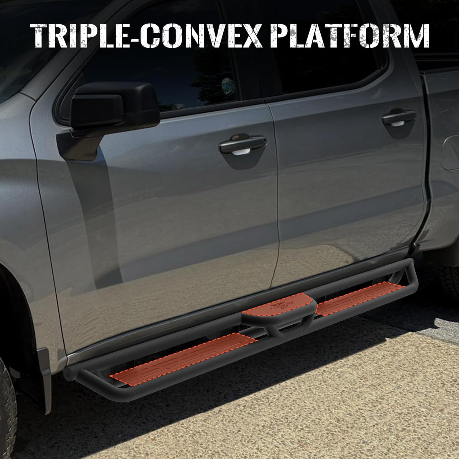 Crew Cab Running Boards Side Steps Compatible for 2019-2025 Chevy Silverado 1500/GMC Sierra 1500, Bolt-on Nerf Bar