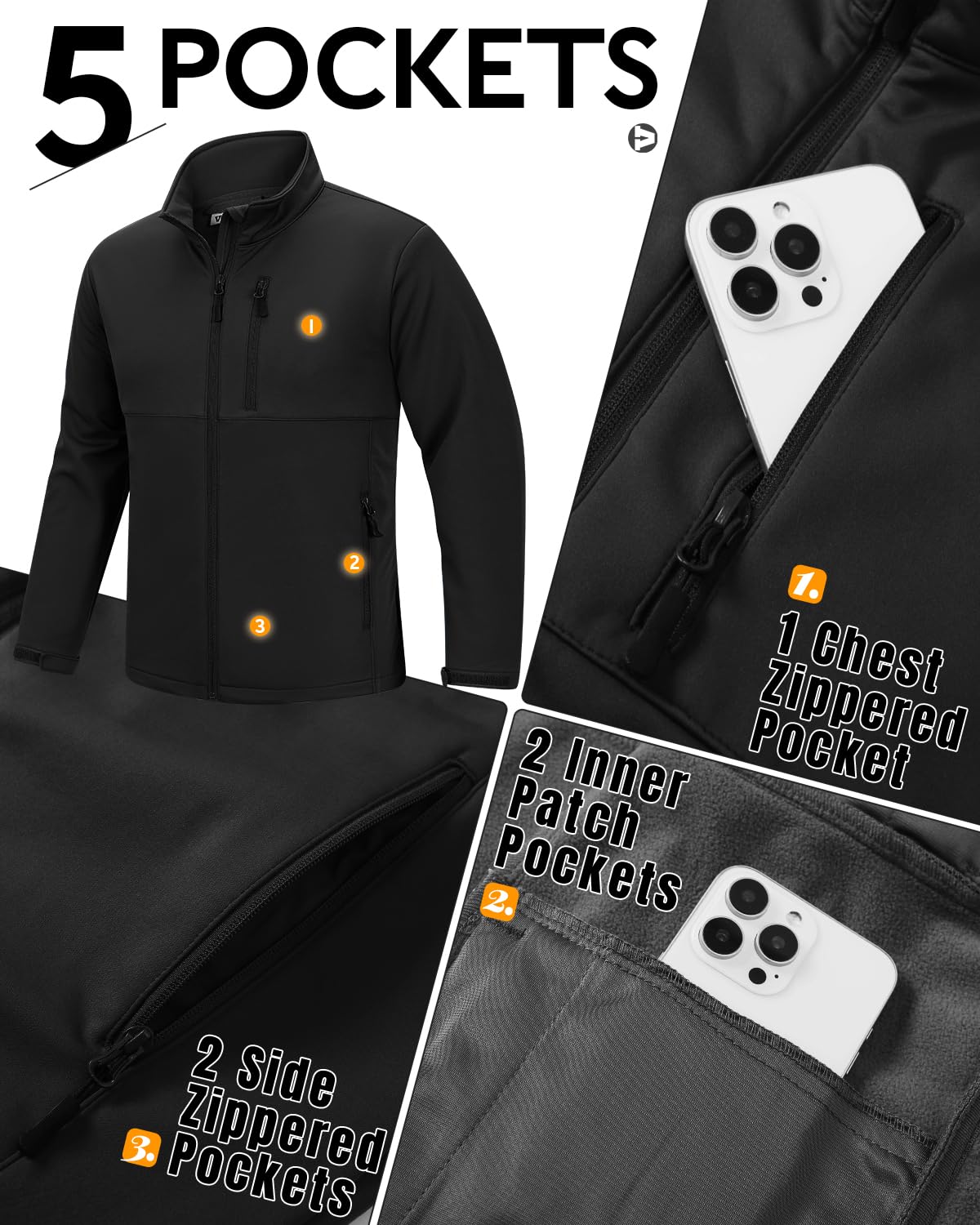 Outdoor Ventures Softshelljacken für Herren Wasserdicht Atmungsaktive Wanderjacke Windbreaker Leichte Sportjacke für Laufen Fahrrad Camping