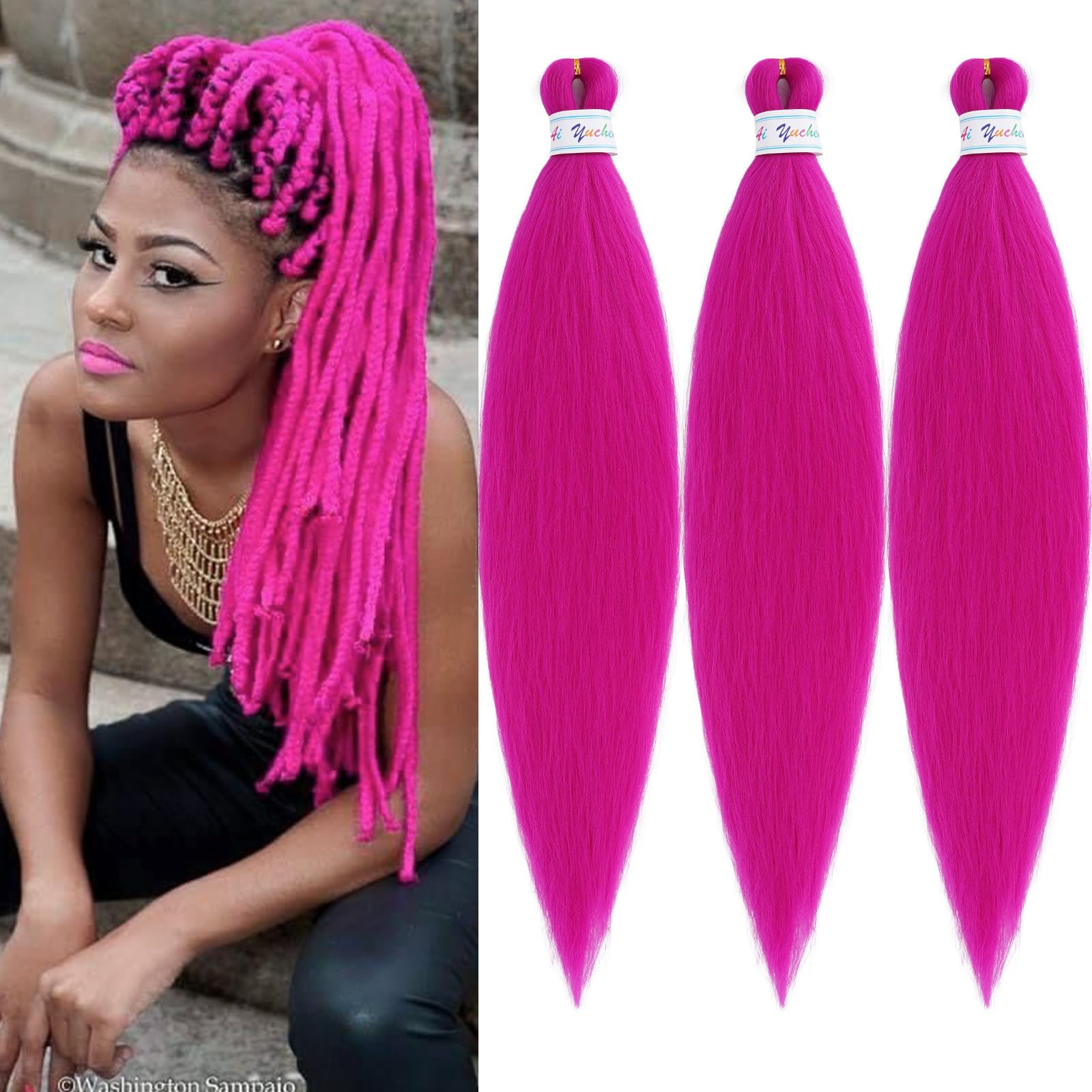 Amazon.com : Ai Yuchen Pink Hair for Braiding Hypoallergenic