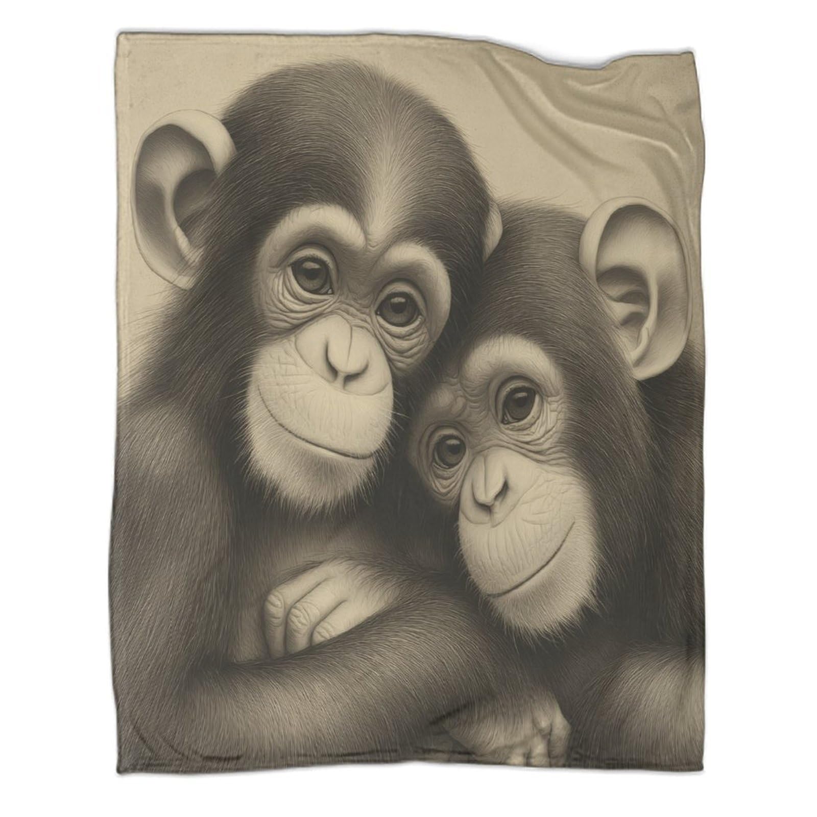 stampa 3D scimpanzé babies plaid in pile microfibra biancheria da letto morbido coperta in pile anti-pilling per giovani amanti delle serie tv Carino animal 80×90inch(200x230cm)