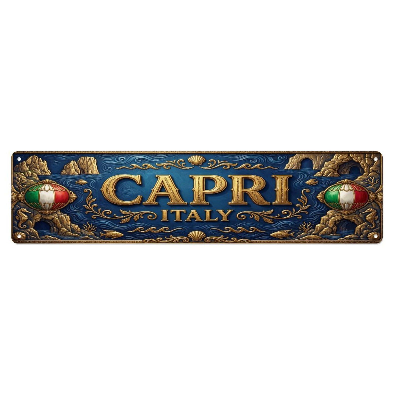 Vintage Capri Italy Flag Pattern Metal Tin Sign