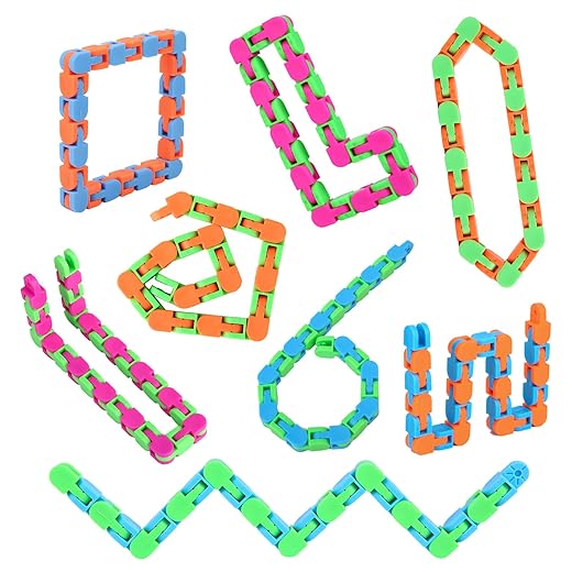 8Pcs Wacky Tracks Snap Fidget Click Toys for Kids Finger Sensory Snake Toys for Stress Relief ADD ADHD DIY Toys Autism Keeps Fingers Busy and Minds Focused