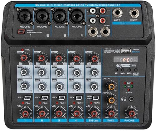 Mezclador de audio, consola de mezcla de sonido, mezclador profesional, mezcla de potencia, USB para grabaciónDJkaraokeescenario y estudio (6