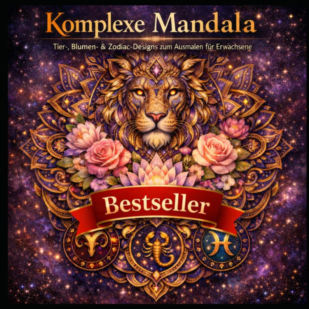 Komplexe Mandala: Tier-, Blumen- & Zodiac-Designs zum Ausmalen für Erwachsene