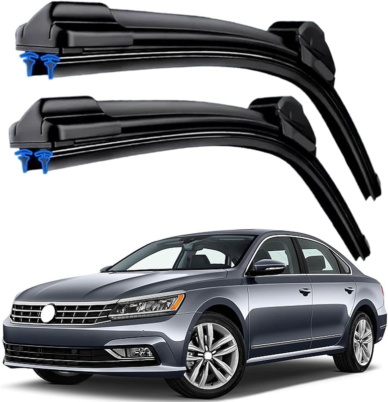 Palhetas de limpador de para-brisa HIDOFILT com lâmina dupla para Volkswagen Jetta, Passat e CC – 24" + 19", Top Lock, 2 unidades