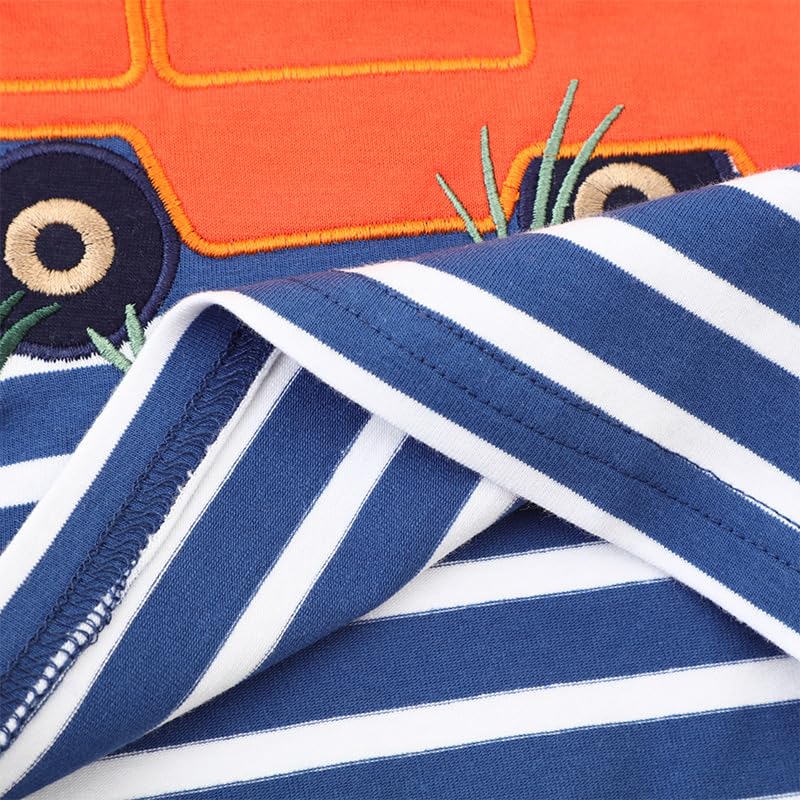 Toddler Boys Striped Long Sleeve Cotton Casual Sweater Crewneck Cute Cartoon Pullover Shirts Tops3