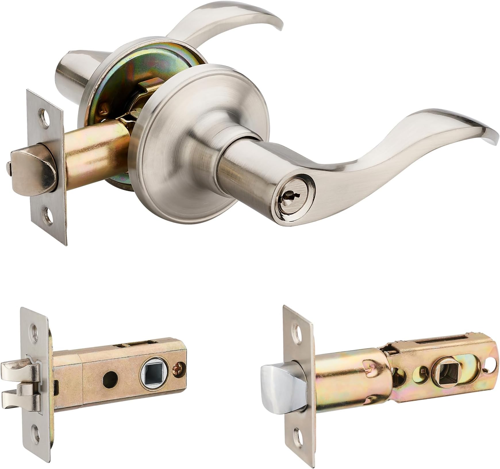 – Wave Lever Keyed Entry Door Lock/Door Knob Hardware Wave Handle and Closet Lockset(805SN-R)