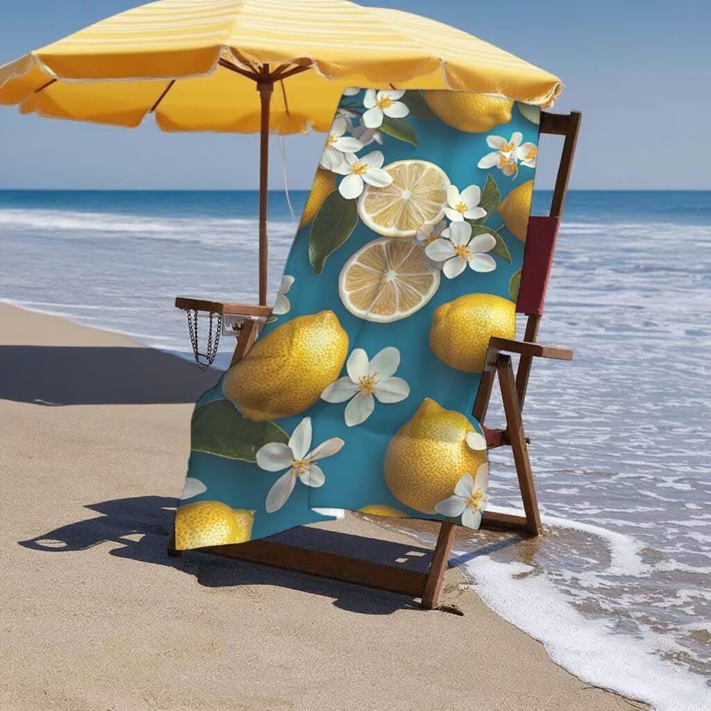 Strandtuch XXL 220x100cm/35x70cm 2er Set Mikrofaser Strandtuch, Schnelltrocknend Strandliege Kompakt Sandfrei Saunahandtuch mit Tasche, Mikrofaser Handtuch für Strand Reise Urlaub (Blume) F-51