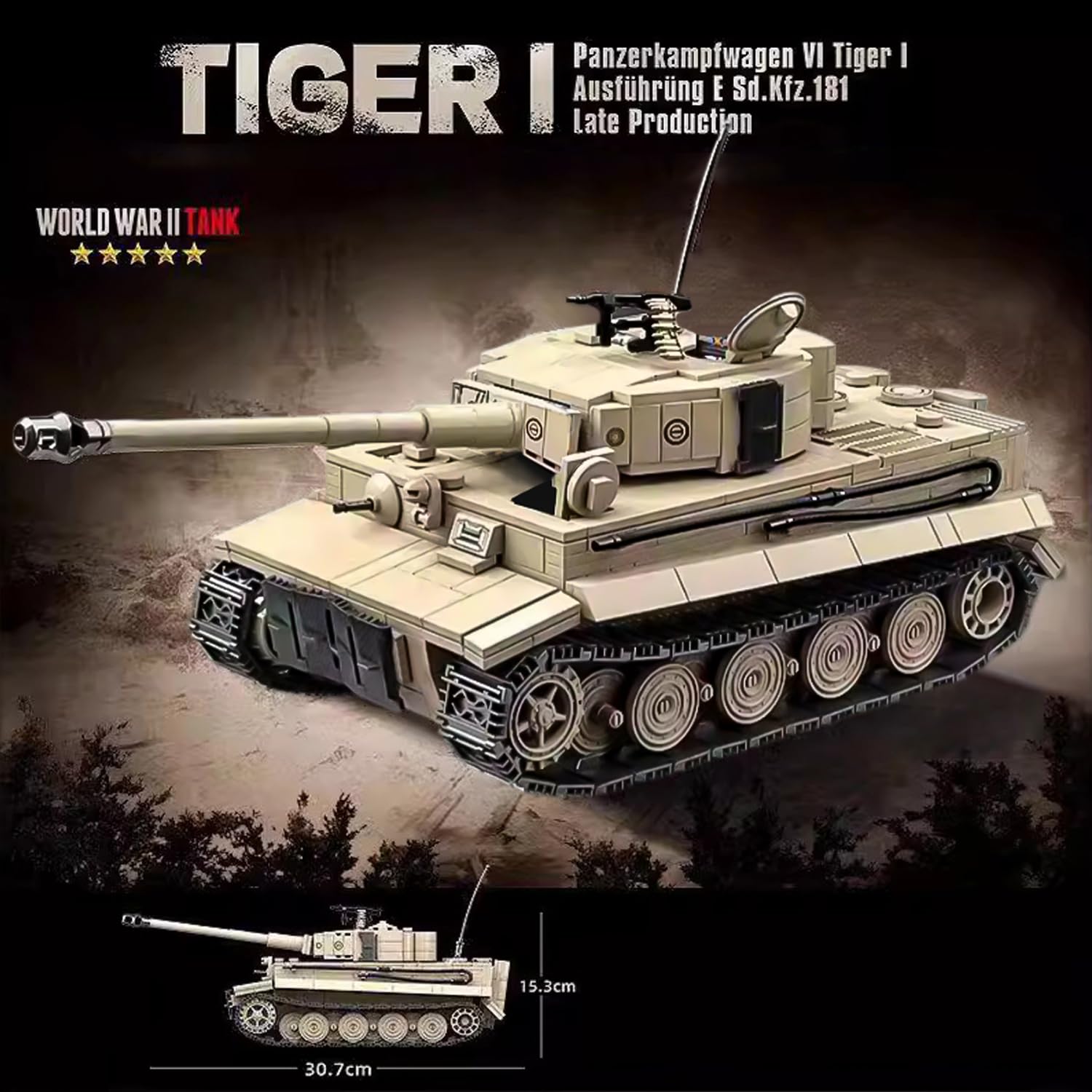 Minxtech Technik Military Panzer Bausteine, 1361 Teile Militär Deutscher Panzer Konstruktionsspielzeug, WW2 Armee Klemmbausteine Tank Modellbausatz, Geschenk für Teenager und Erwachsene Technical