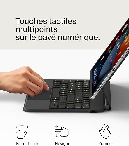 Belkin Pro Coque Clavier iPad avec support magnétique, touches Bluetooth rétroéclairées, gestes trackpad, support Apple Pencil, AZERTY, touches multimédia, pour iPad Air 11” M3/M4 et Pro 11” - 3