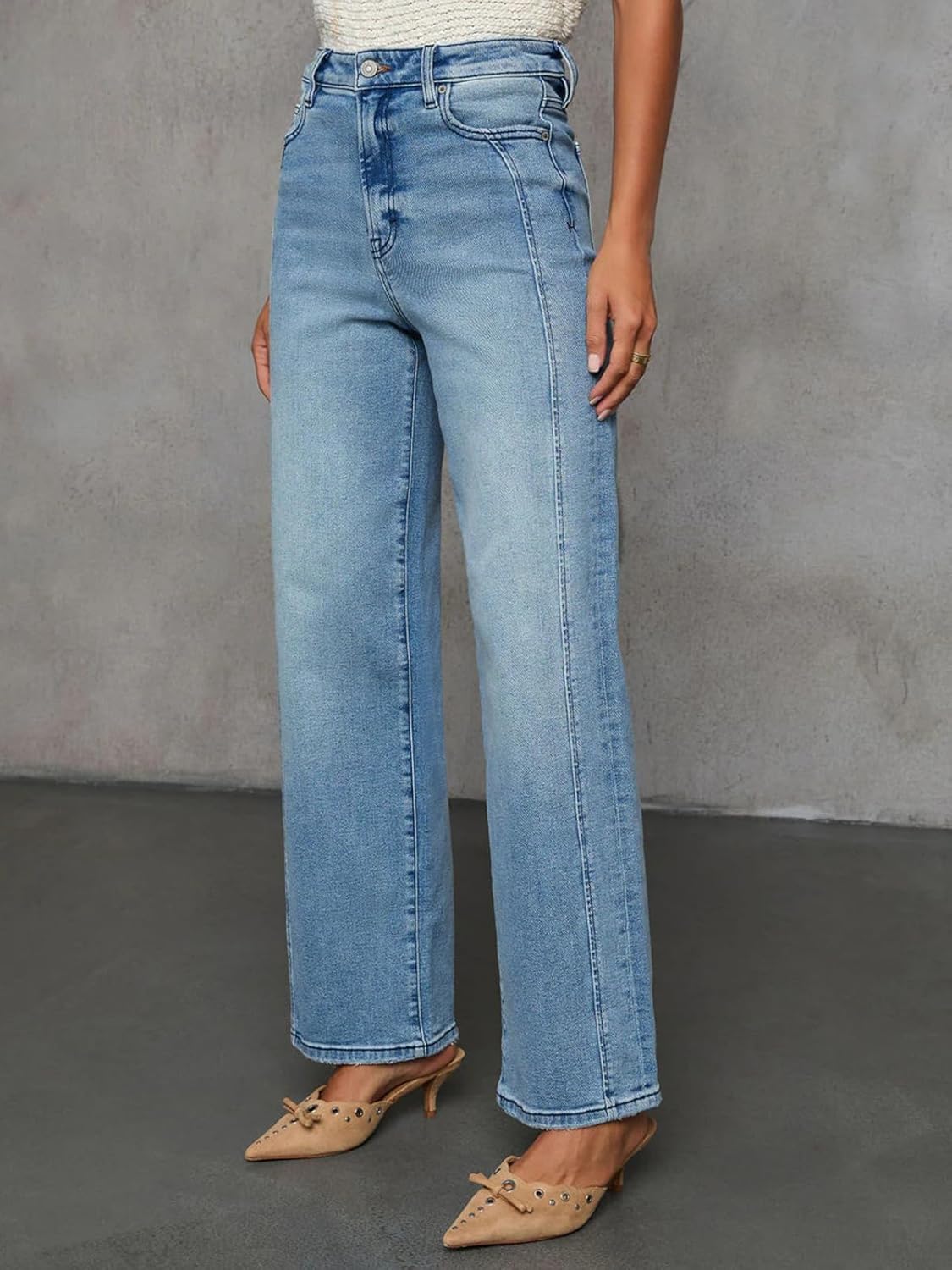 KUNMI Jeans for Women Wide Leg Baggy High Waist Boyfriends Straight Leg Stretchy Denim Pants Trendy Fall 2025