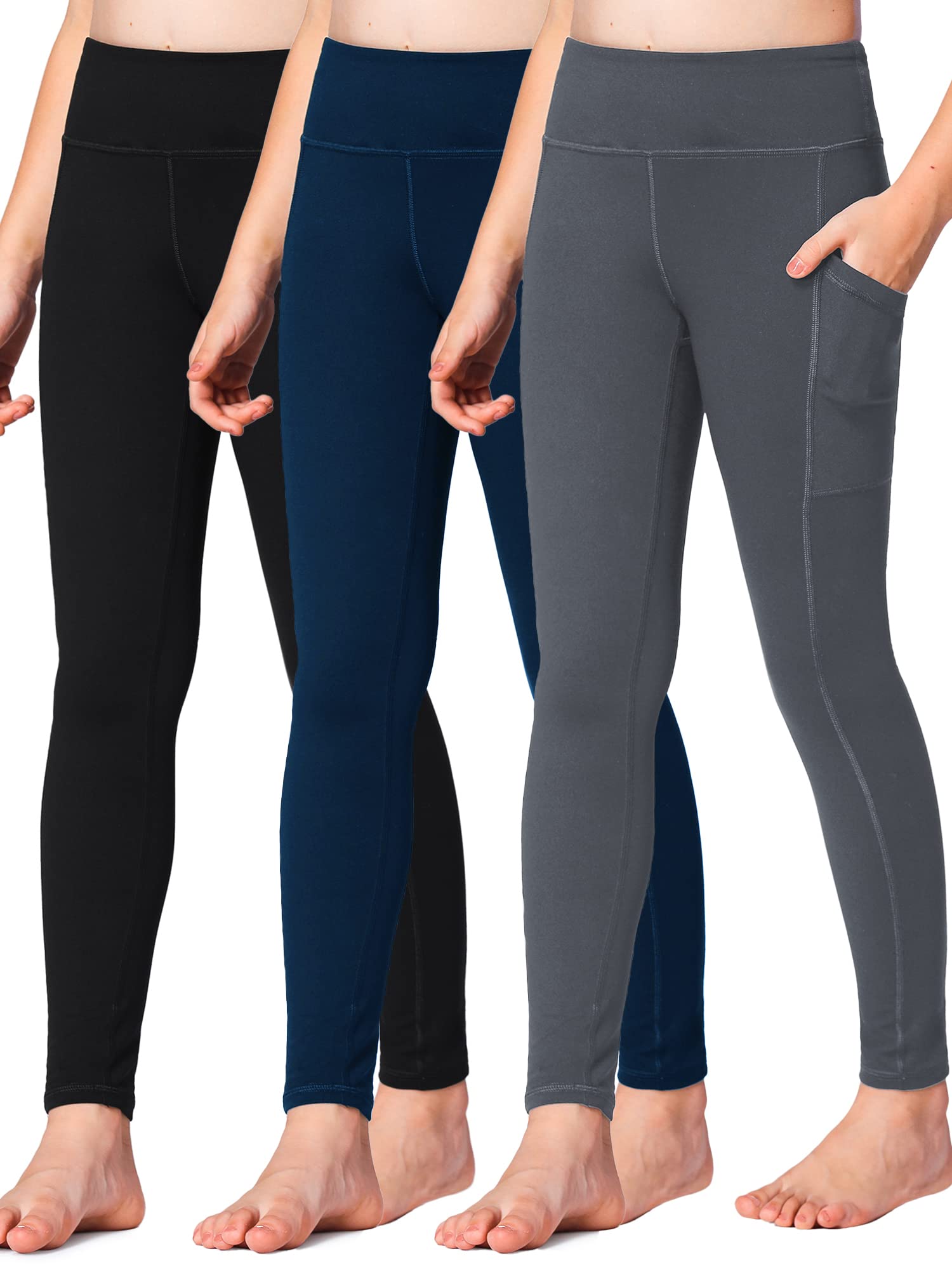 Stelle Girls' Athletic Leggings Kids Dance Running Yoga Pants Workout Active Dance Tights with Pockets