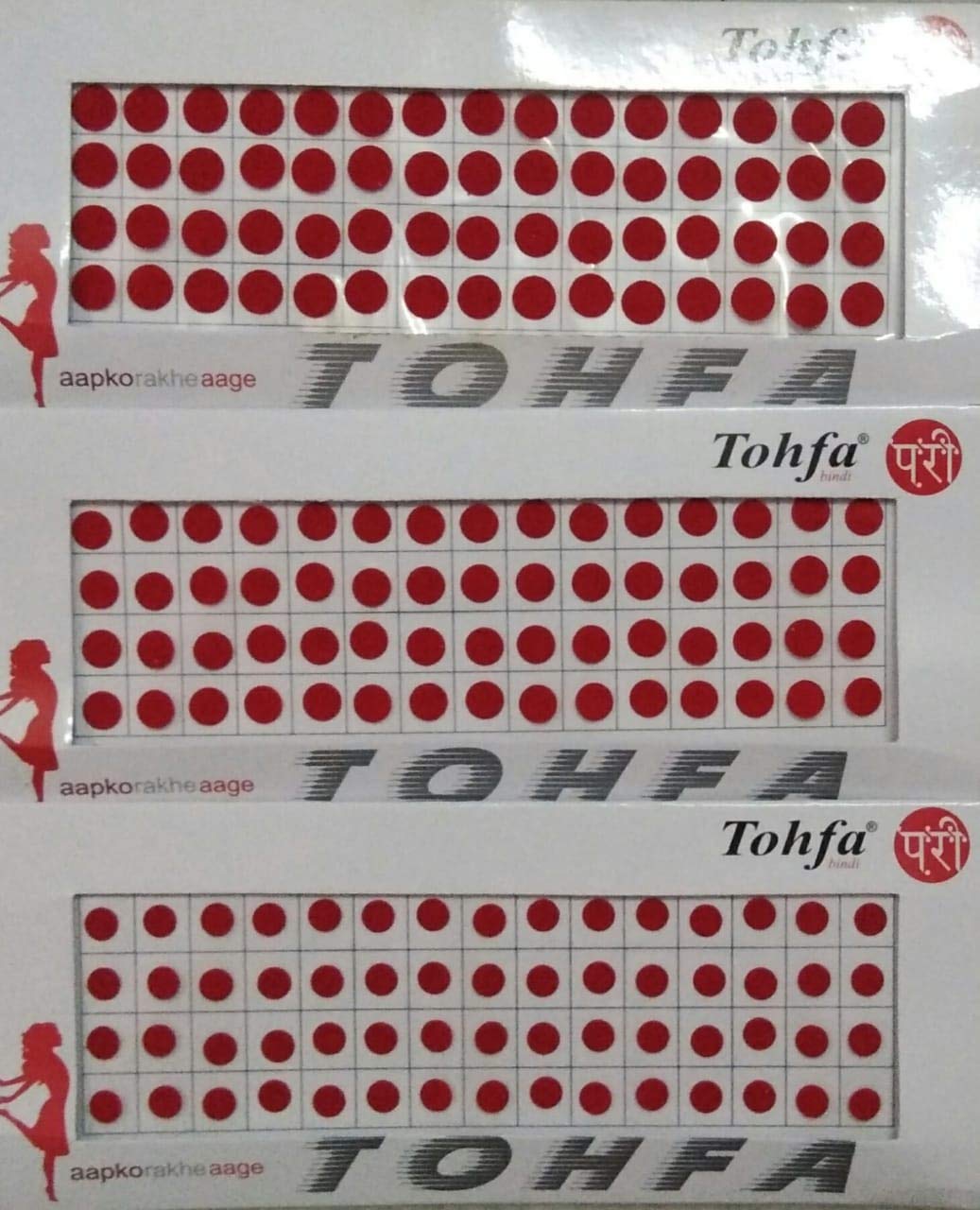 Parveen Enterprises --Mix Size Red Colour Bindi Set of 3 Packs (Size - 4 to 6 )