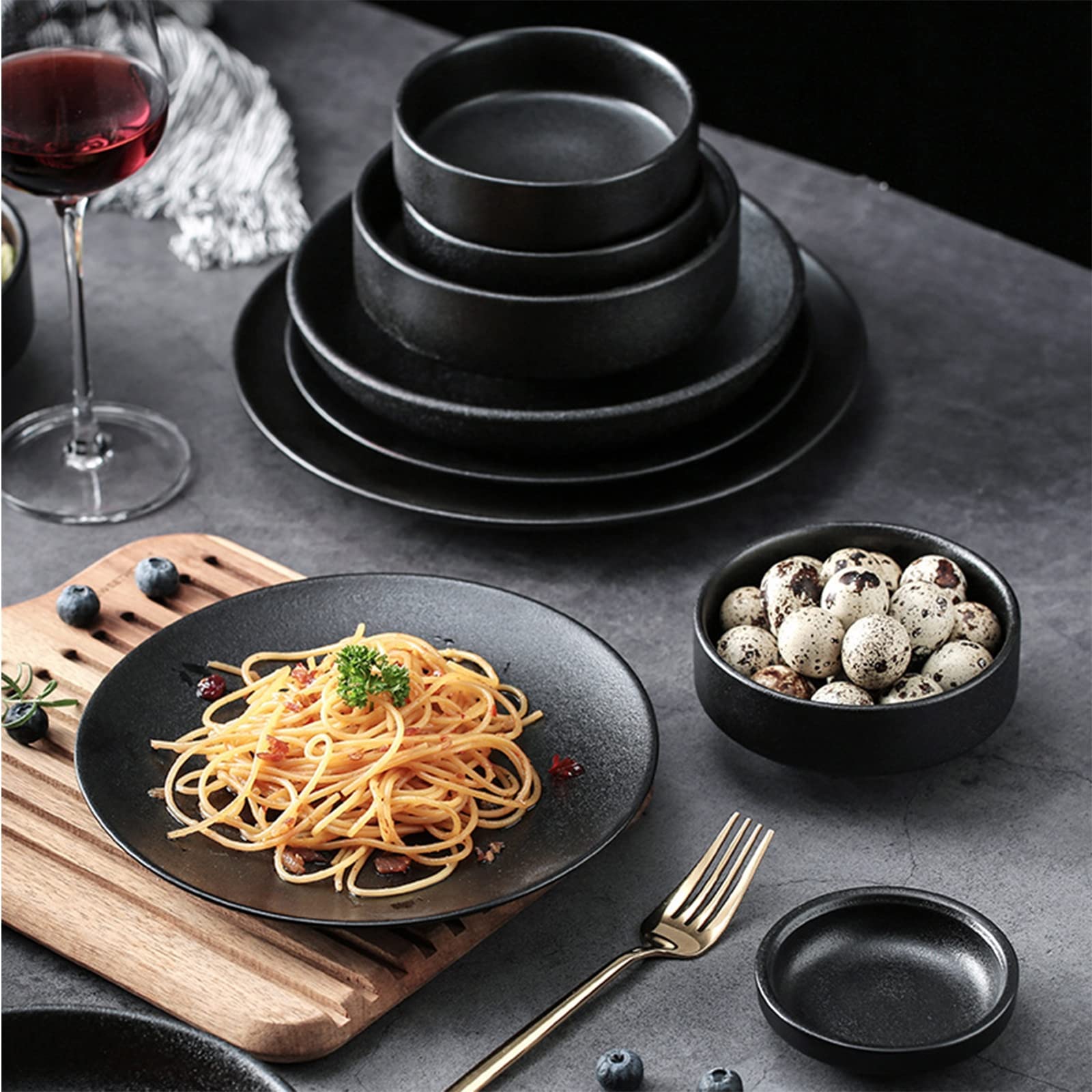 Service de Table, Service de Vaisselle pour 4 Personnes, Ensembles de Bols et d'assiettes en Porcelaine, Ensembles de Vaisselle, Ensemble de Vaisselle combiné, (