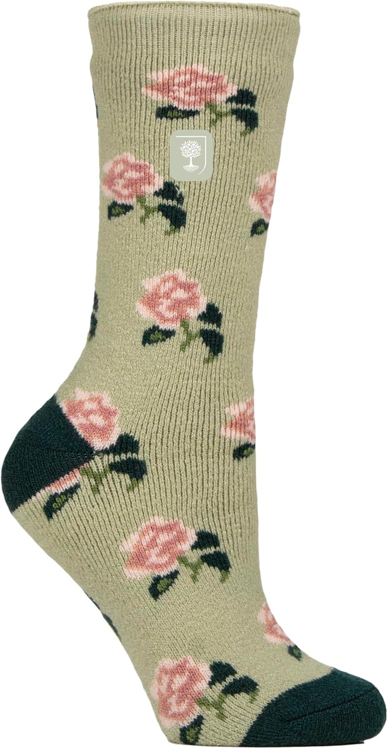 HEAT HOLDERS Womens Thermal Socks Lite | Thin Floral Patterned Fleece Socks