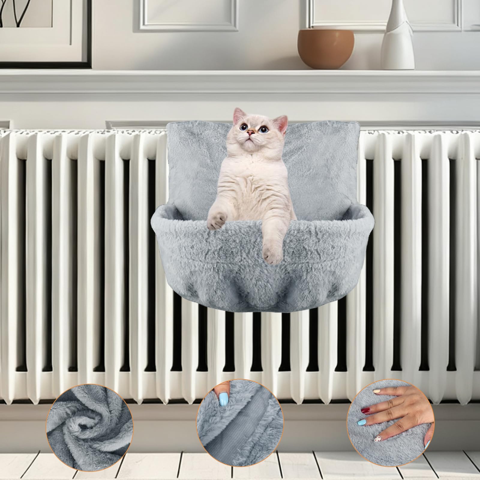 HäNgebett für Katzen Heizung 45.5x39x25.5cm Katzen Heizungsliege Heizungsliege Katze Katzenliege Heizung Katzenhöhle für Passend für Alle Heizkörper Aufhängen am Rand des Bettes