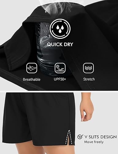 Miniatura 5 de ANFILIA Pantalones cortos de natación de talla grande para mujer, pantalones cortos de cintura alta, tankini con bolsillos