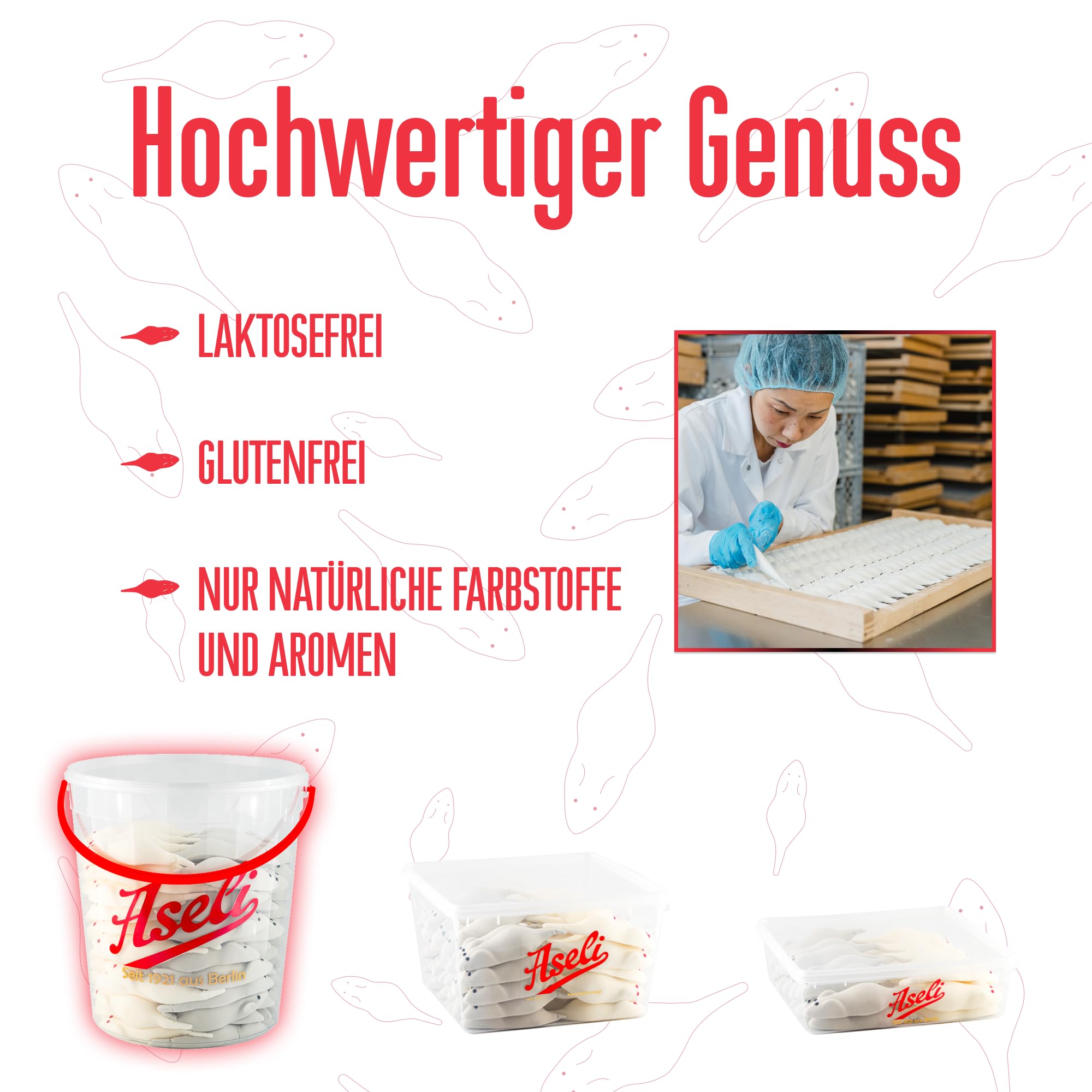 1.100g Weisse und graue Riesenmäuse | Aseli | Mäusespeck | Schaumzucker-Ware | Schaum-Mäuse | Speckmäuse | Schaumzucker-Figuren handgefertigt | glutenfrei | laktosefrei