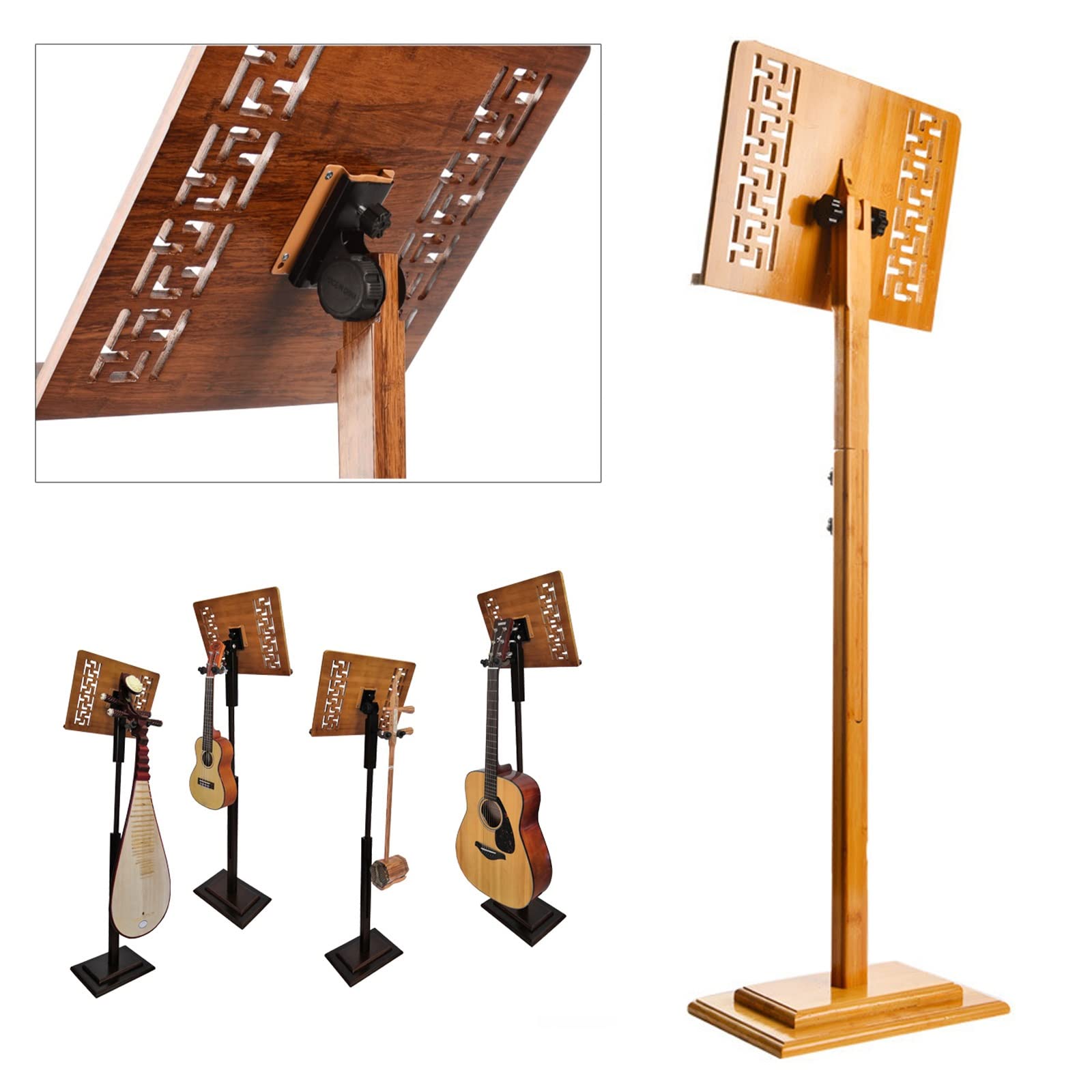 Soporte de violín plegable portátil, atril de madera ajustable, atril para partituras plegable multiusos, sostiene libros de texto, libros de cocina, partituras o documentos de forma segura (made