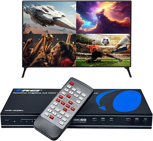 Miniatura 10 de OREI Controlador de Procesador de Pared de Video 4K 2x2 HDMI o USB-C Pantalla Hasta 4K 60hz 2x1, 1x2, 1x3, 1x4 Soporta Rotación de 180 Grados RS-232