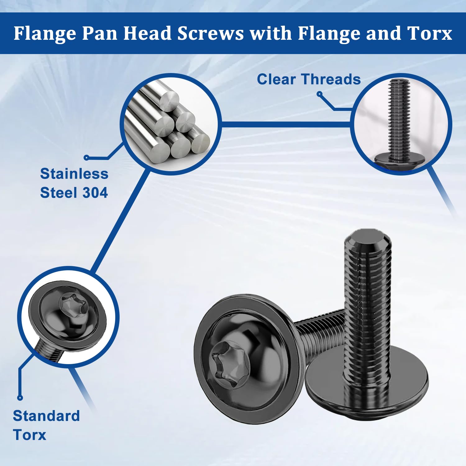 Drenky Vite a testa bombata M5 con flangia, 20 pezzi, M5 x 16 mm, viti Torx, nero, ISO 7380-2, acciaio inox A2 V2A