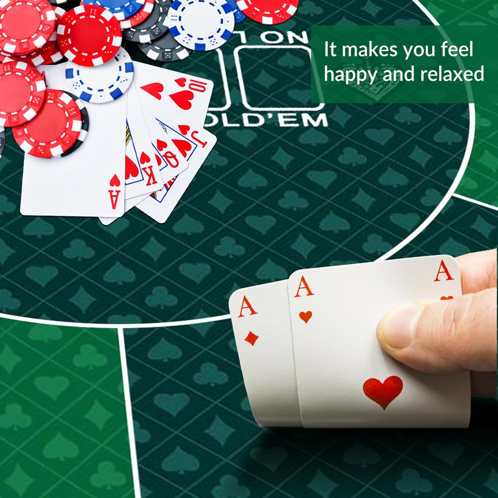 mata do gry w karty, Profesjonalna okrągła mata do pokera Texas Holdem z torbą przenoszenia, przenośnym blatem(Green,L)