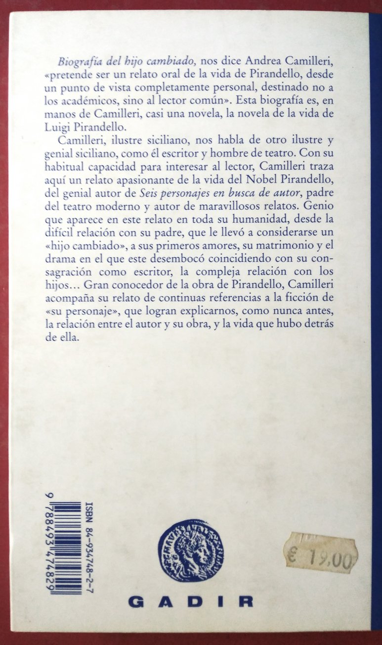 Biografía del hijo cambiado: La novela de la vida de Luigi Pirandello (Gadir Ensayo y Biografía)