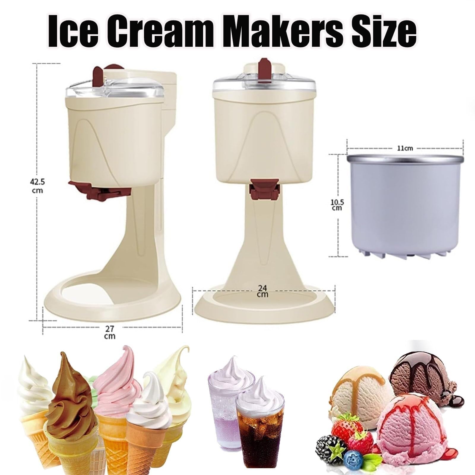 Machine À Glace Italienne 1L, DIY Sorbetière Automatique Pour Glaces Maison Et Yaourts Glacés, Appareil À Sorbets Aux Fruits Sain, Opération En Un Clic Pour Cuisine