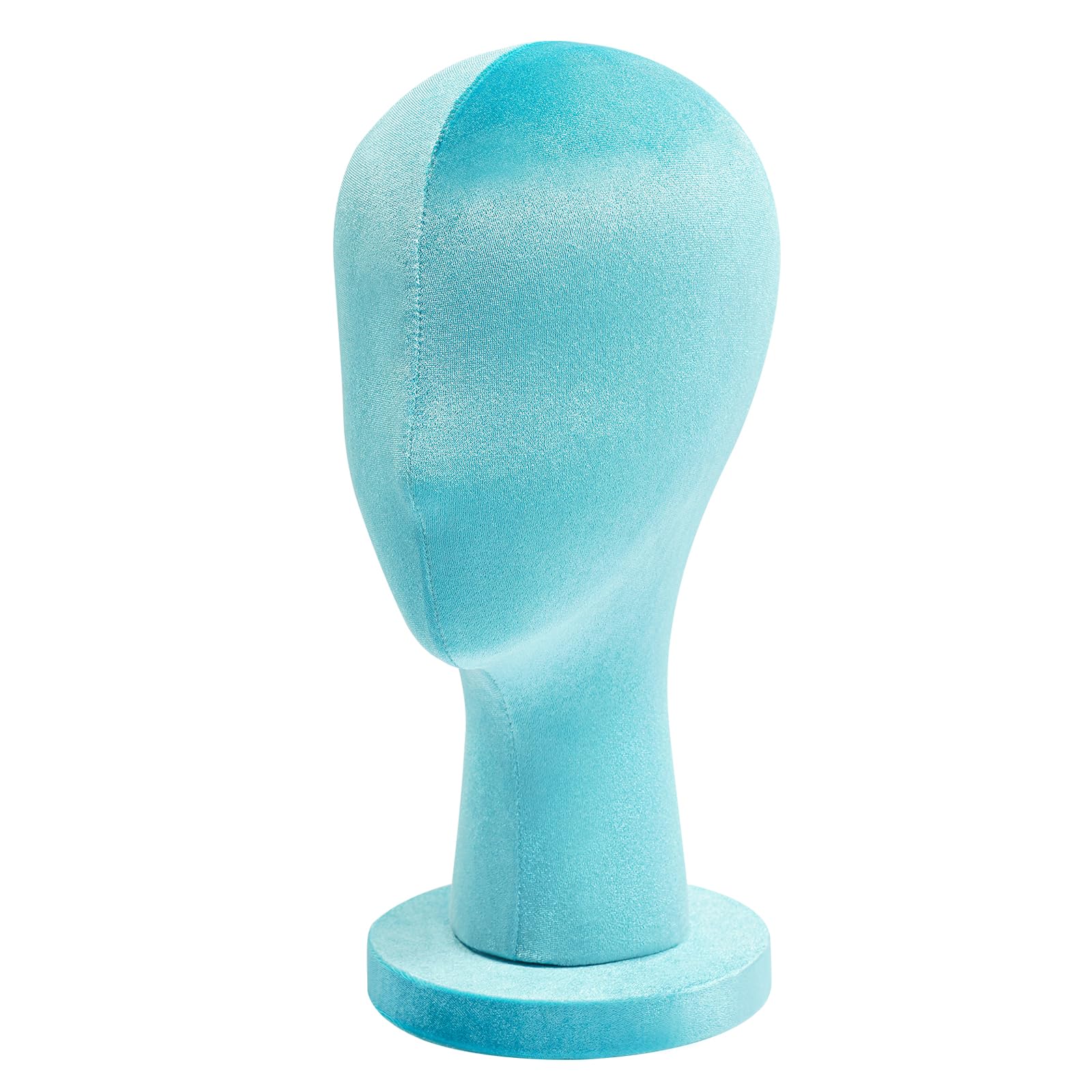 Głowa manekina dla kobiet, stojak na perukę z pianki PU, aksamitna głowa do peruki, kapelusza, chustki na głowę, opaska na włosy, 53,5 cm (niebieski)
