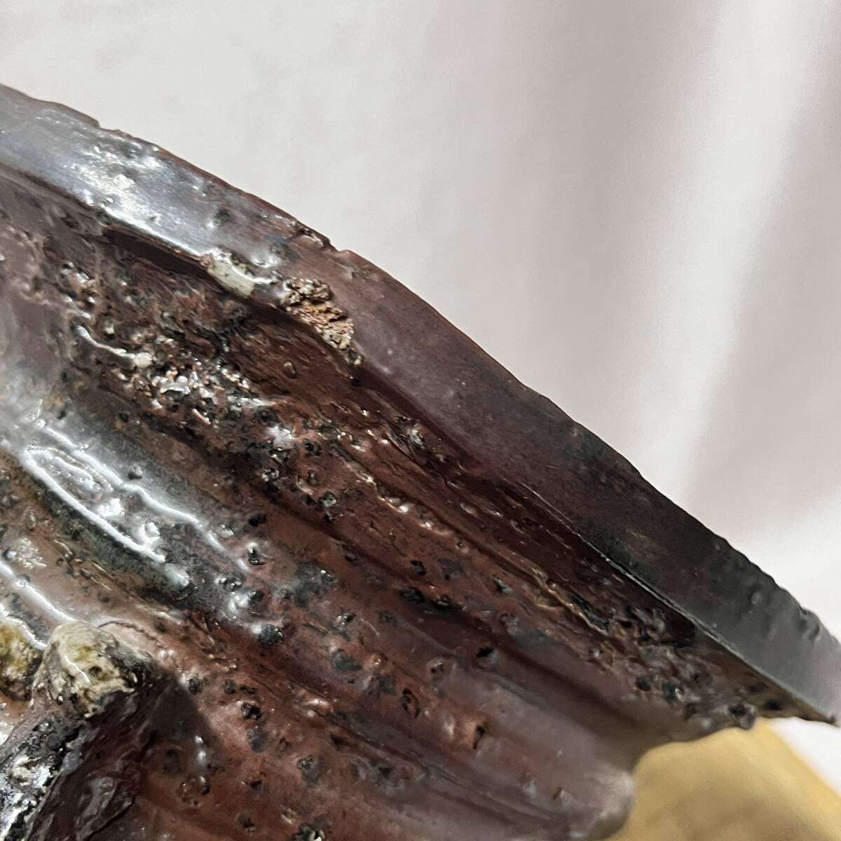 Amazon.co.jp: 石倉焼 齋藤清祥作 石倉破袋 水指？ 茶道具 敷畳付 