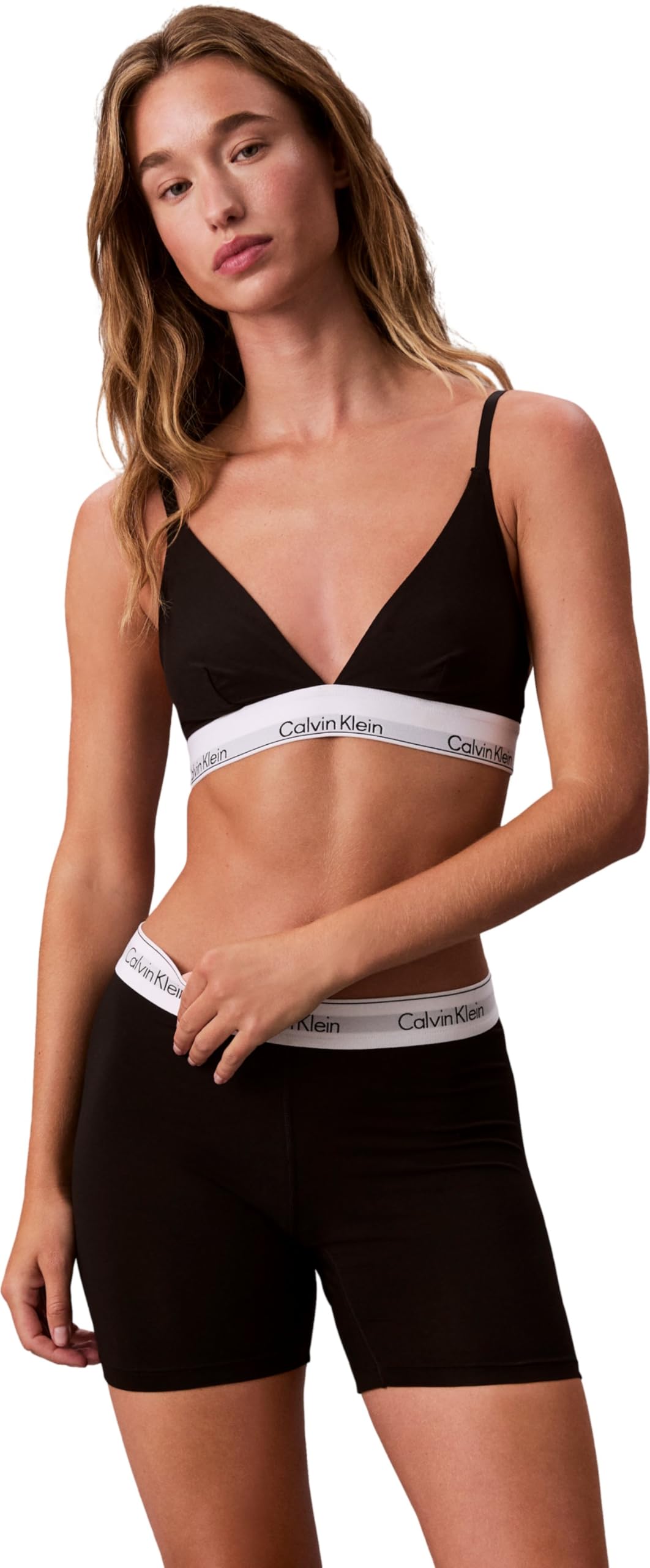Calvin Klein Women’s Unlined Triangle Bralette with Logo Underband, Black (Black), M