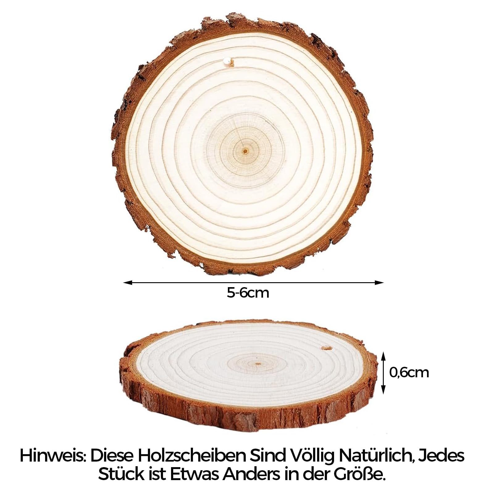 12 Runde Holzscheiben 20 Cm Durchmesser - Unbehandelt, 2 Mm Stark, Für DIY Deko & Basteln