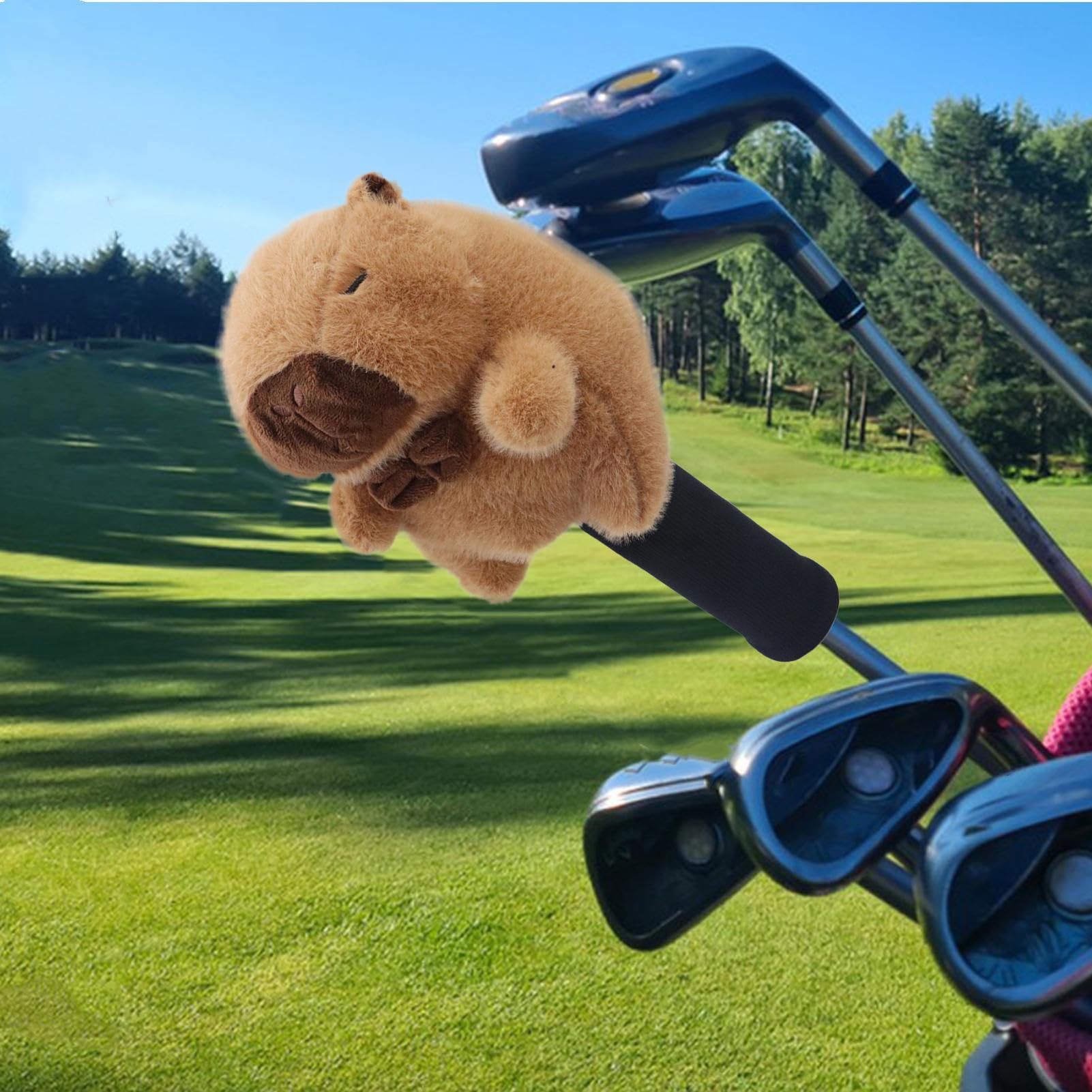 Couverture de Club de Golf Capybara, Couvre-Chefs de Pilote de Dessin animé, Couvre-Chef de Club de Golf en Peluche Capybara Mignon, équipement de Protection en Peluche pour Femmes et Hommes