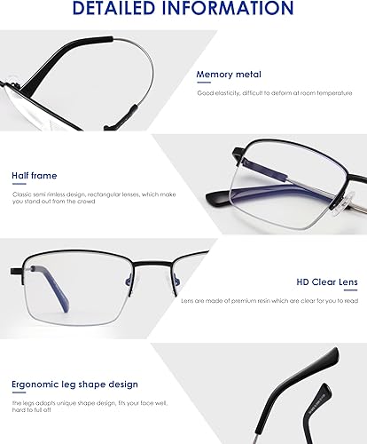 Miniatura 5 de Gafas de lectura progresivas multienfoque, bloqueo de luz azul, lectores multifocales para hombres y mujeres, gafas ligeras trifocales, marco de